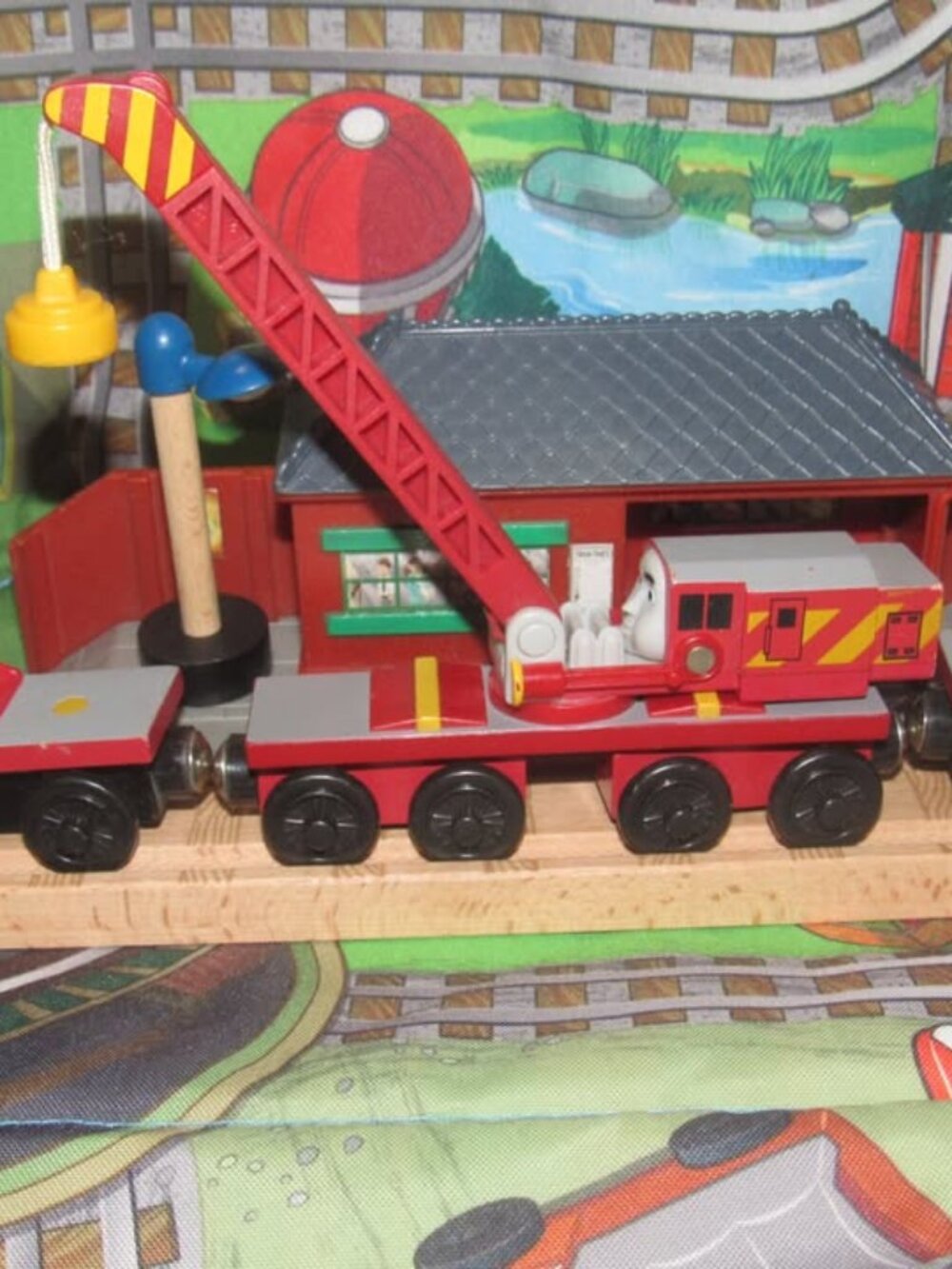 Thomas Wooden Railway Train Engine Track Rocky Crane Cars